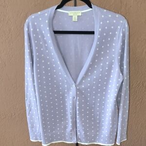 Appleseed's Lavender Polka Dot Cardigan Sweater Size PL